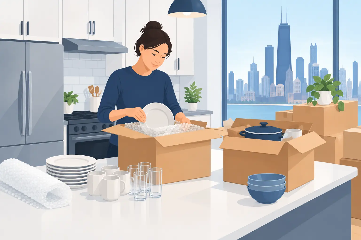 How to Pack Kitchen Safely for a Chicago Move